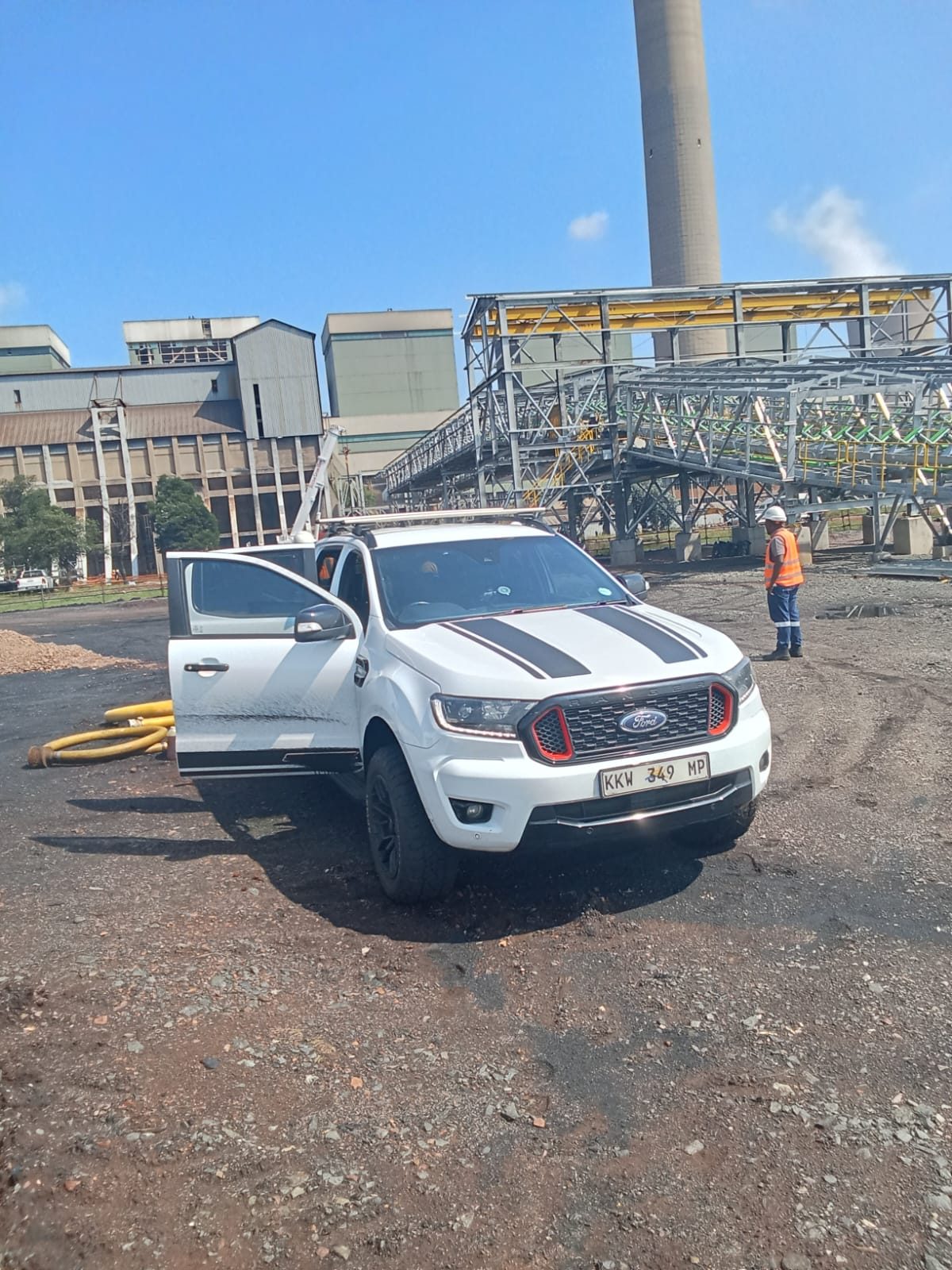 Vehicle at the steel structure site